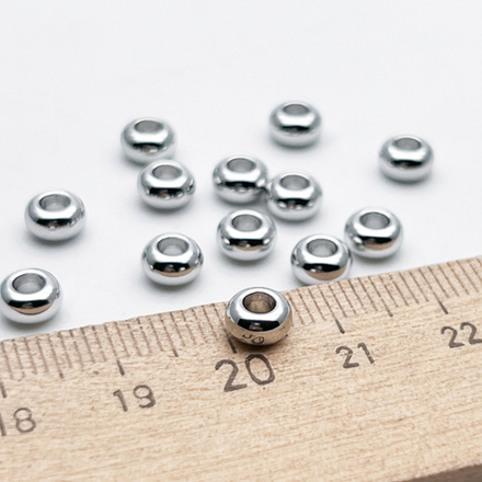 Бусина, цвет серебро (родий), размер 3,3*5,9 мм, цена за 10 шт