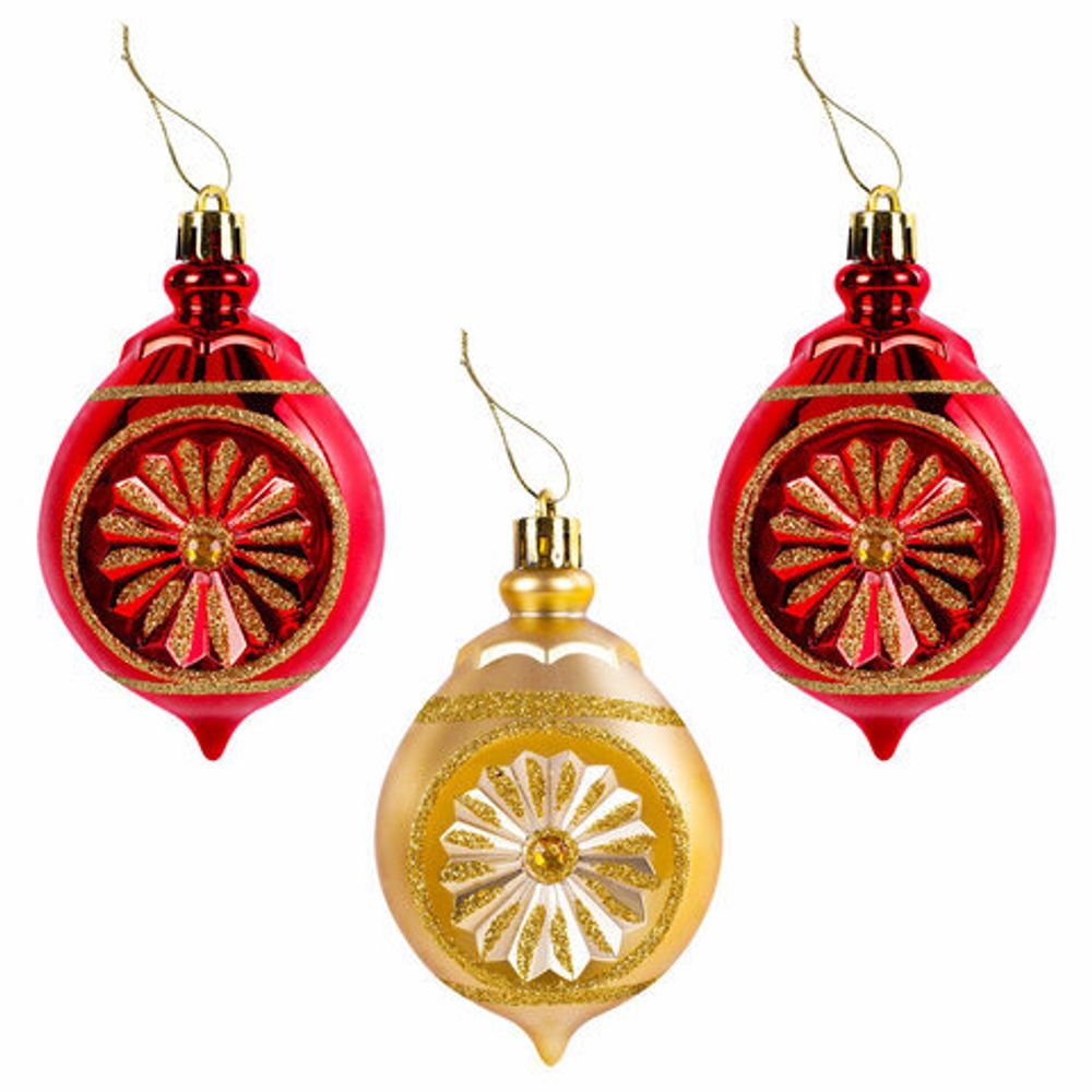 Шары новогодние ёлочные "Red & Gold Luxury" 70 предметов, красный/золото, ЗОЛОТАЯ СКАЗКА, 591714