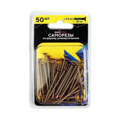 Саморез 3,5x50 универсальный по дереву BAUHOW, 50шт в блистере