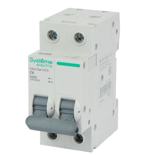 Выключатель автоматический двухполюсной C 6А 4.5кА City9 Systeme Electric