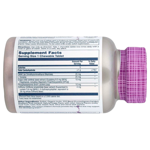 Solaray, Kids Focus, жевательные таблетки, из натурального винограда, 60 жевательных таблеток