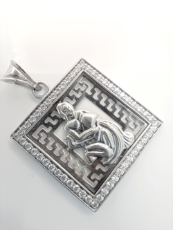 Подвеска ювелирная "Водолей", серебро 925 пробы, родированная, с фианитом/Ф