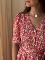 Платье Шарлотта для беременных и кормящих, Пудровый с розовыми цветами