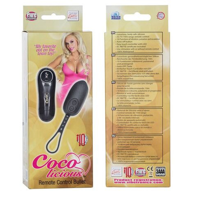 Чёрное виброяйцо с дистанционным управлением Coco licious Remote Control Bullet (Цвет: черный)