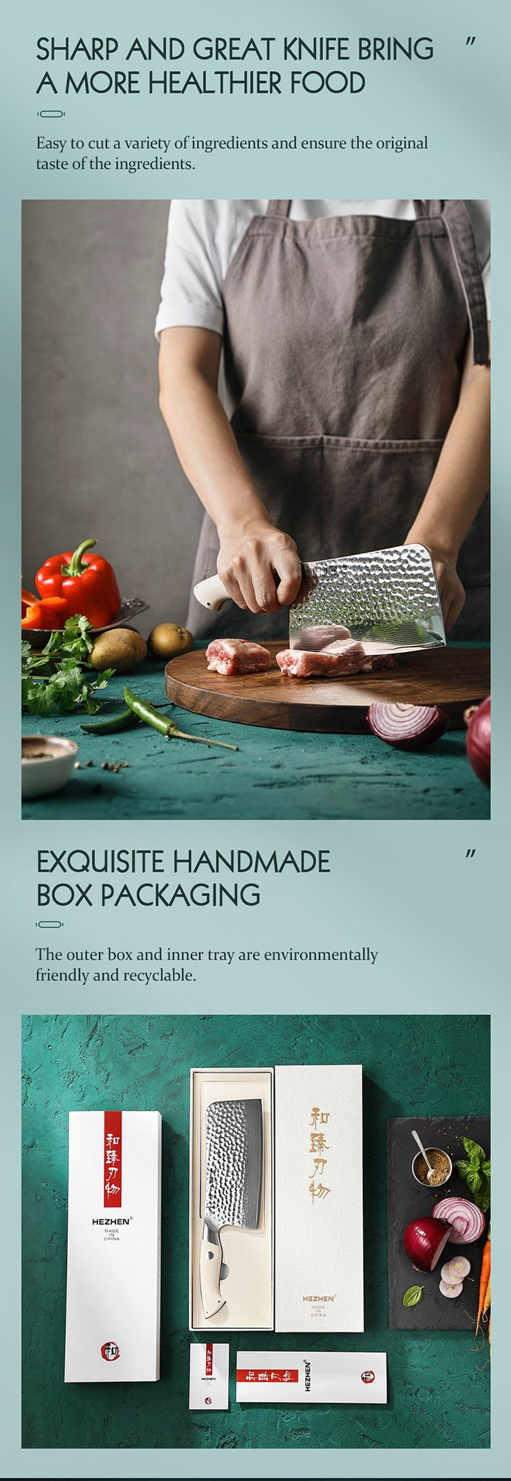 Кухонный нож Hezhen B38H Bone Chopper нож 7 дюймов клинок 67 Layers Damascus рукоять дерево G10, длина лезвия 18,3 см