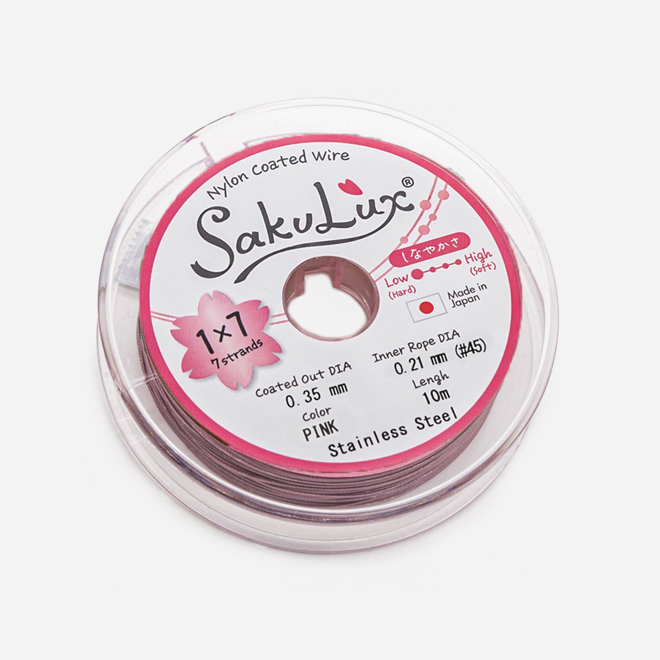 Японский ювелирный тросик SakuLux 7 диаметр 0,35мм, цвет "Розовый"