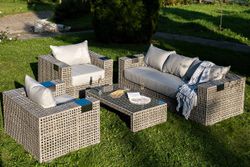 "Тито" лаунж-зона из искусственного ротанга, цвет серый