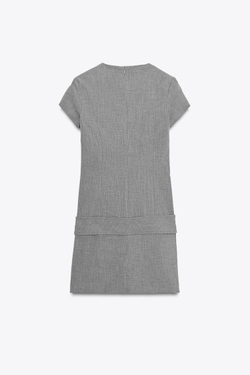 ZARA КОРОТКОЕ ПЛАТЬЕ С РЕМНЕМ, СВЕТЛО-СЕРЫЙ