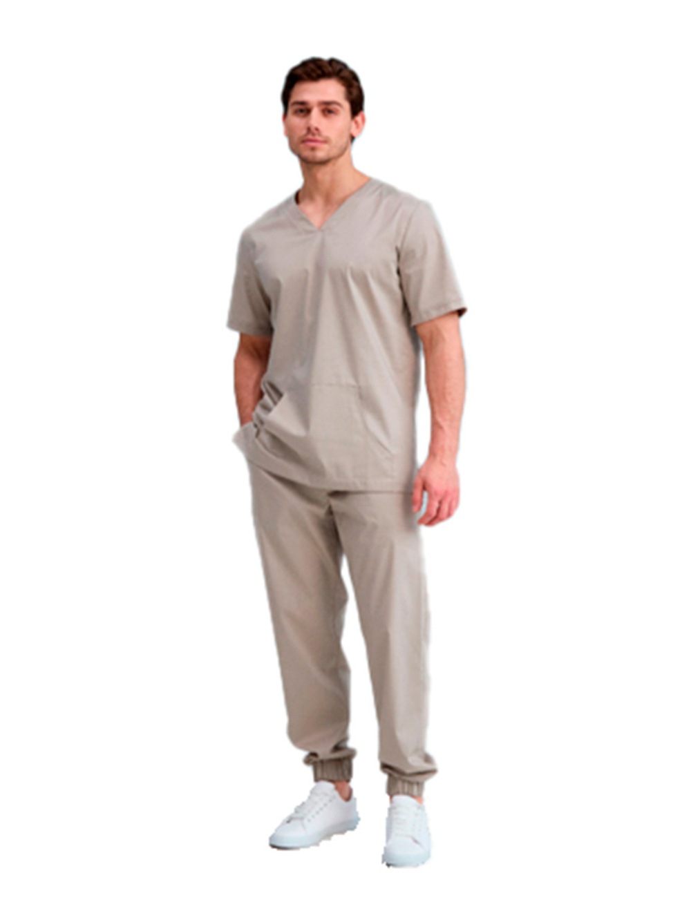 Джоггеры медицинские мужские Dr. Nice DRN621 с манжетами на резинке, бежевый, 54