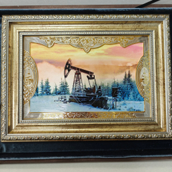 Панно с гравюрой "Нефтедобыча" №2