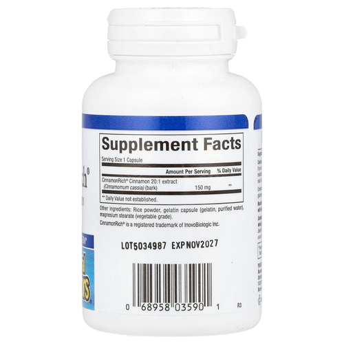 Natural Factors, WellBetX®, CinnamonRich®, 150 мг, 60 капсул