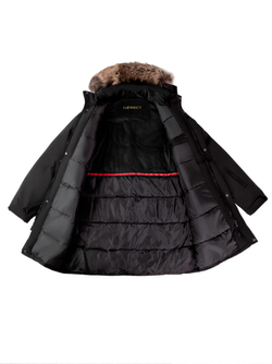 Куртка удлиненная утепленная с мехом черная