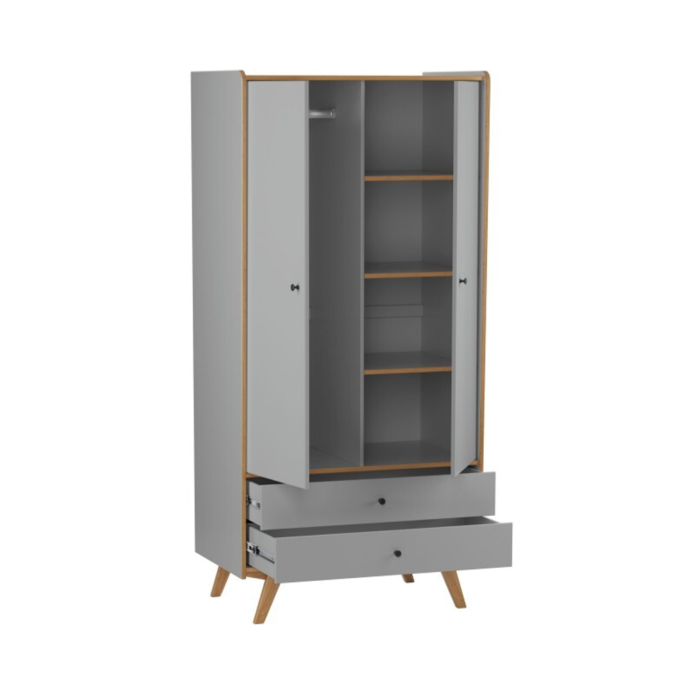 Шкаф 2х дверный «Винтаж» серый лак 7042/браун