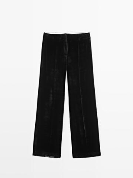 Massimo Dutti Широкие бархатные брюки, черный