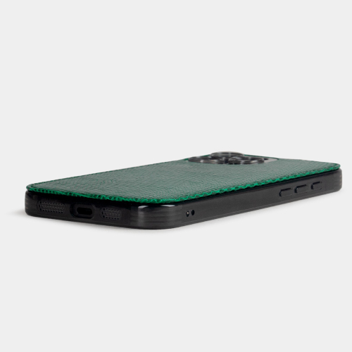 Чехол для iPhone 16 Pro Max из кожи ящерицы, зеленого цвета
