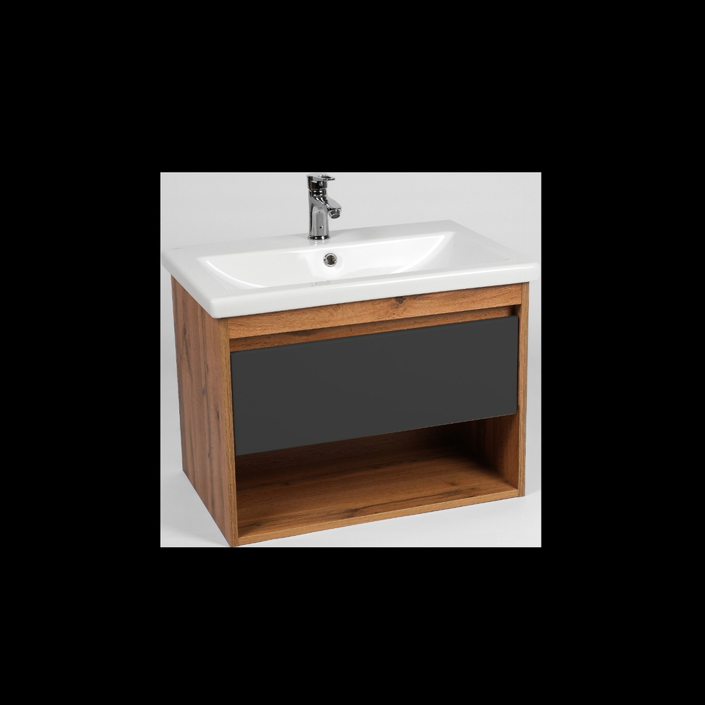 Тумба VIANT "Бостон" COMO 80 1 ящик подвесная графит 425х760х500