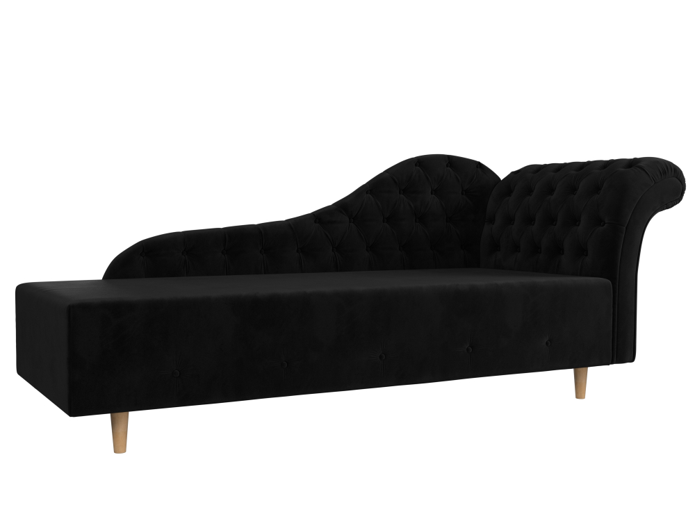 Кушетка Камерон правая, Черный, Велюр, 110097