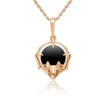 Подвеска «Летучая мышь» из красного золота с ониксом