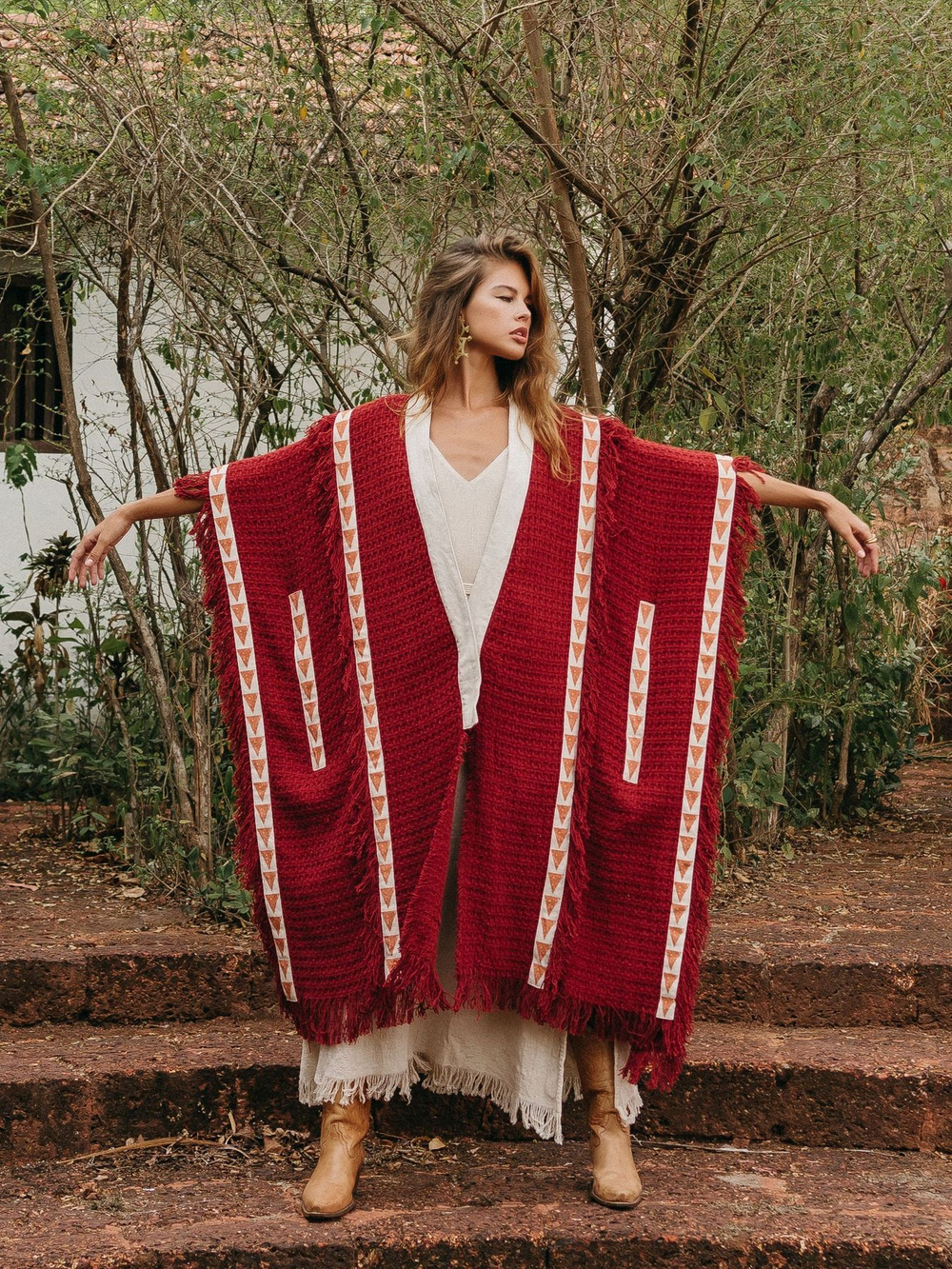 Berber пальто-пончо (красная охра)