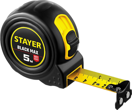 Рулетка строительная STAYER 5 м х 25 мм магнитный зацеп полностью обрезиненный корпус
