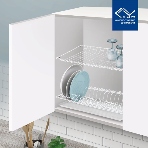 ЦБ009130 Посудосушитель двухуровневый 765х256мм, с рамкой (белый) КДМ