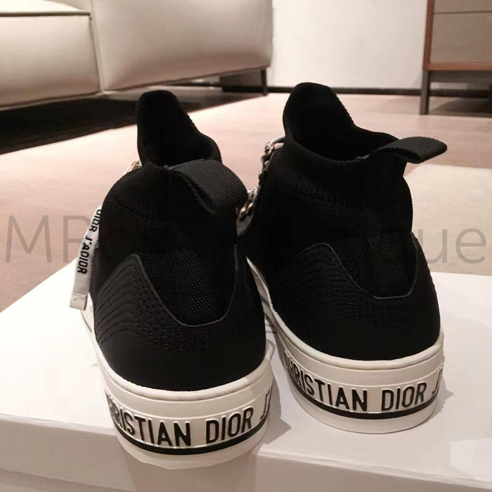 Черные кроссовки Walk'n'Dior (Диор) с белыми шнурками