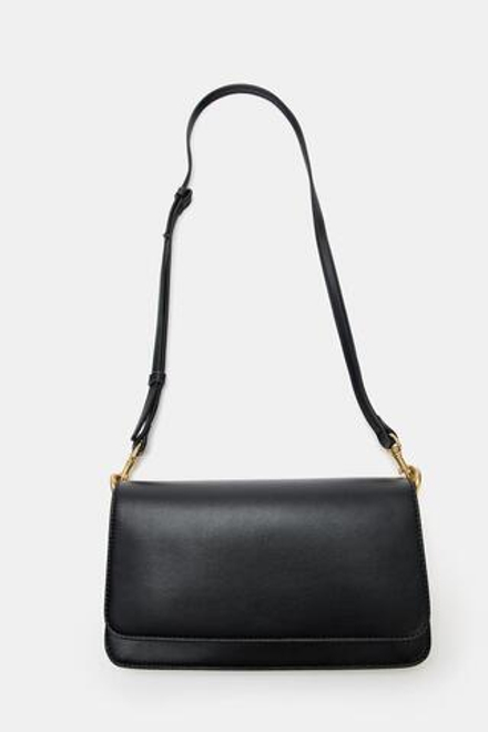 ZARA СУМКА С ДЕКОРАТИВНЫМ РЕМНЕМ, ЧЕРНЫЙ