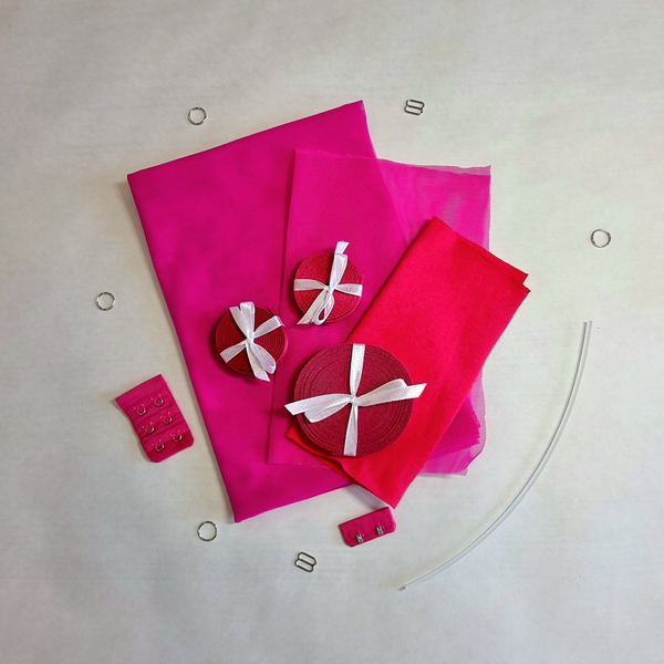 Подборка бюст+трусики из сетки Фуксия