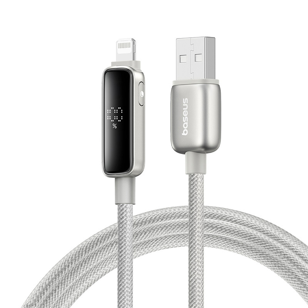 USB-A - Lightning Кабель Baseus Vipow Charging+Data 2.4A 1-2m - Galaxy Natural Titanium