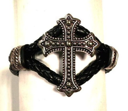 Браслет с молитвой с Крестом, большой комбинированный-2 из силикона (Сев)