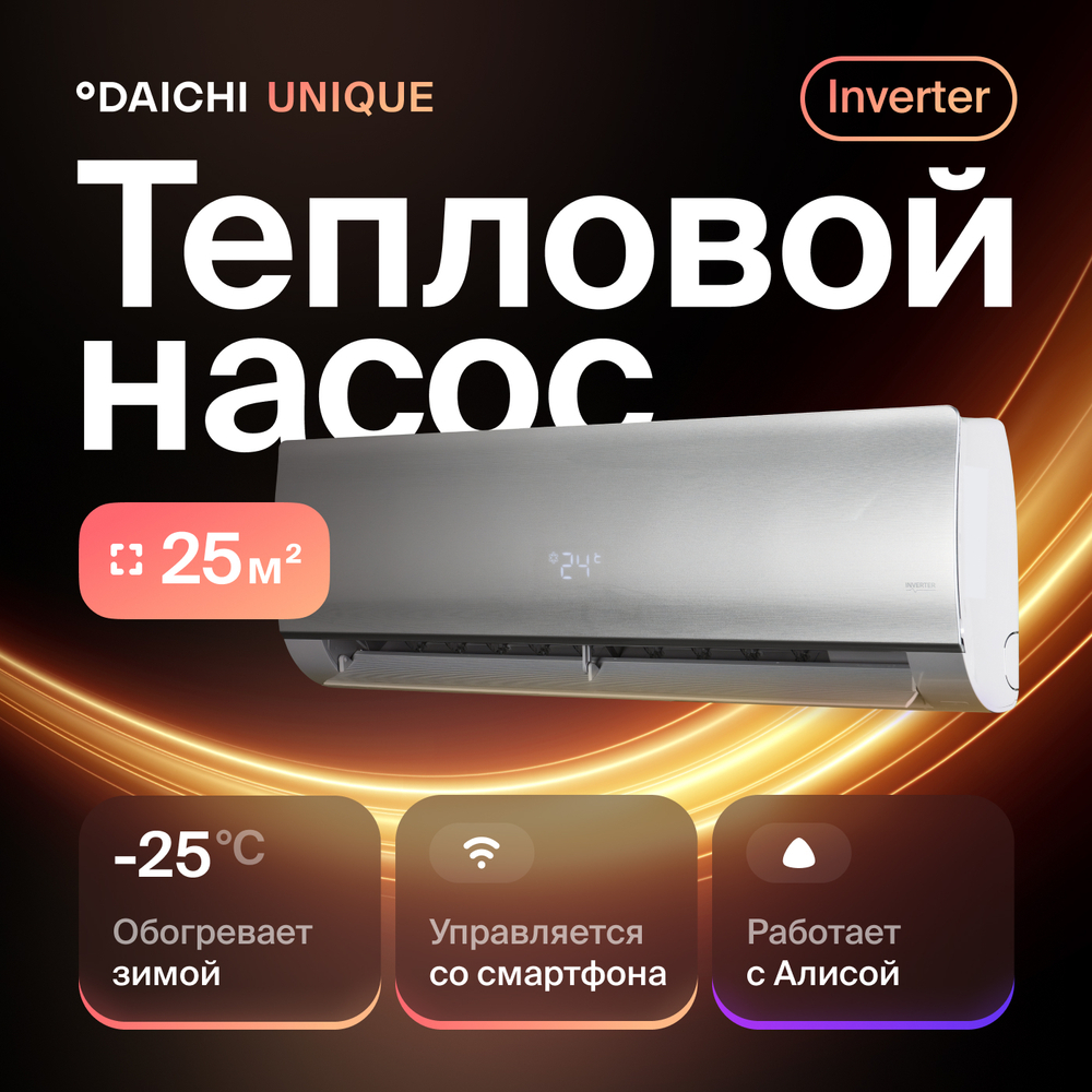 Сплит-система (тепловой насос) инверторного типа Daichi UNIque Full DC Inverter + Wi-Fi модуль