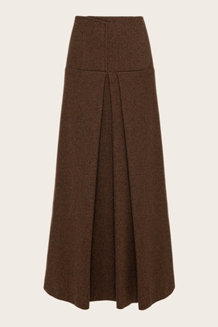 Коричневая шерстяная юбка-макси