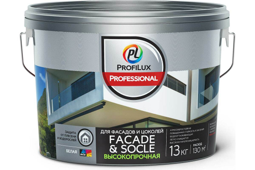 Краска фасадная акриловая Profilux Professional Faсade & Socle глубокоматовая база 3