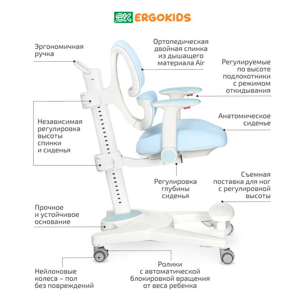 Стул для школьника Ergokids Stanford c подлокотниками