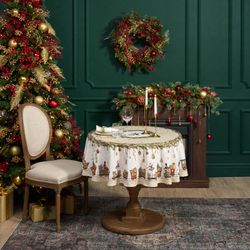 СКАТЕРТЬ КРУГЛАЯ "ЩЕЛКУНЧИК" ,150СМ , БЕЖЕВЫЙ ,100% ХЛОПОК , ТВИЛ