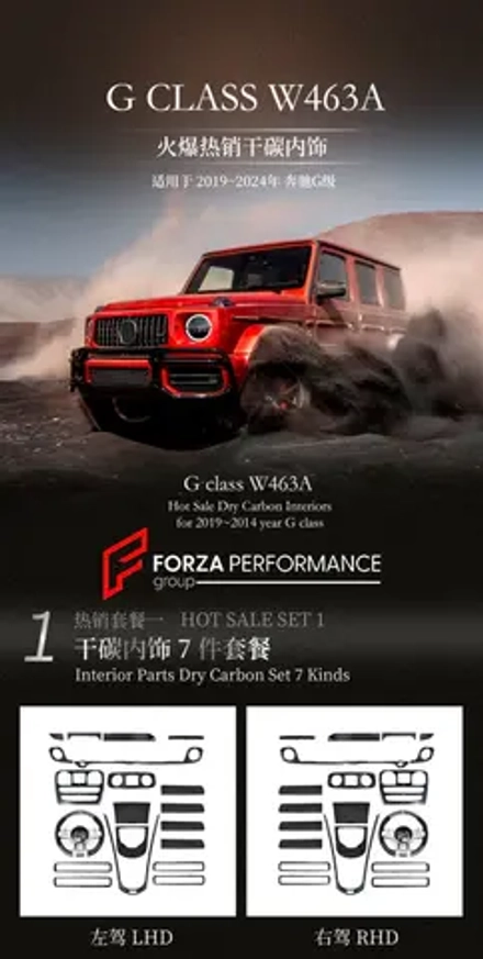 Карбоновый интерьерный комплект для Mercedes-Benz G-Class AMG G63 W464/W463A 2018-2024 Мерседес Гелик гелентваген