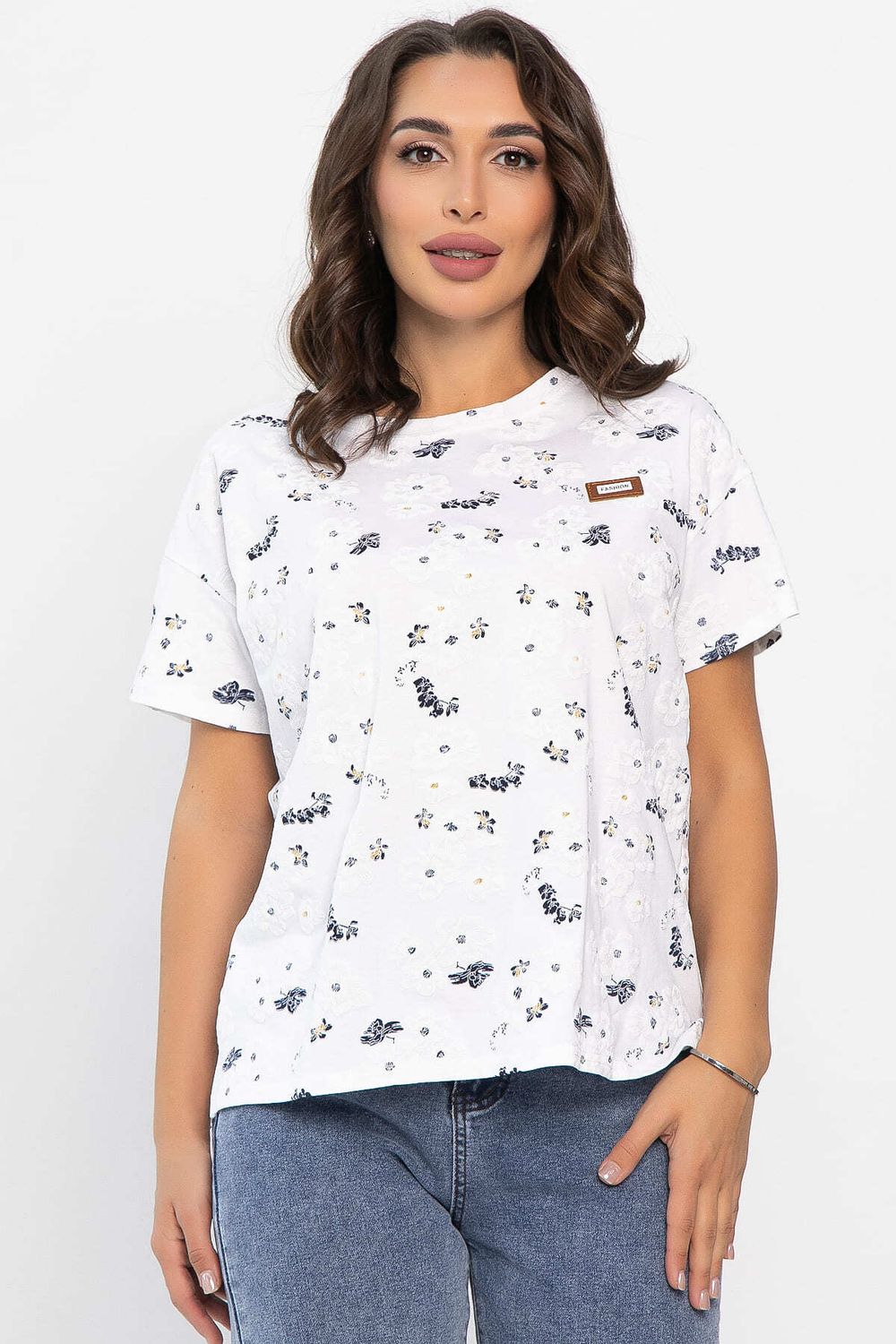 Футболка Мэнси (белая/цветы) Б14127-4М LT Collection