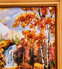 AMB-74/11 Картина «Водопад» (с янтарной крошкой) дер.краш.рамка 12х15