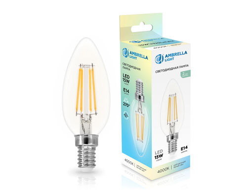 Лампа светодиодная Filament 351514 LED C35 15W E14 4000K 220-240V