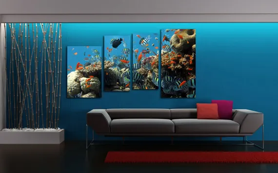 Модульная картина "Рыбный переполох"