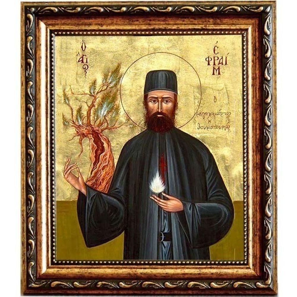 Ефрем Новый (Новоявленный), Новомакрийский, Неамакринский преподобномученик. Икона на холсте.