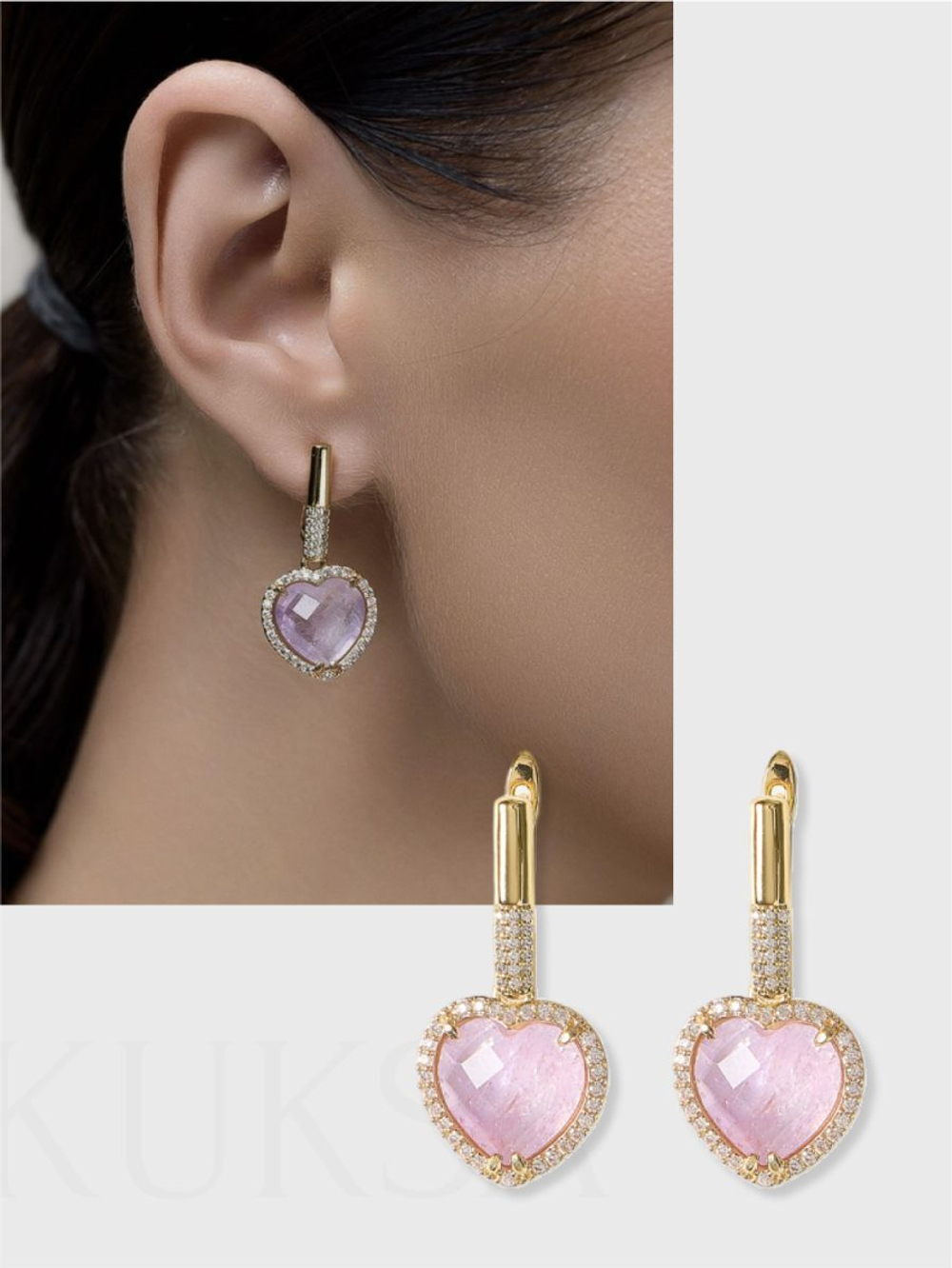 Серьги "Royal Love" Gold c лавандовым аметистом