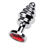 Серебристая фигурная пробка 8см с красным кристаллом ToyFa Metal 717023-9