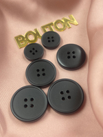 Пуговицы черные матовые на прокол с высоким скругленным бортиком