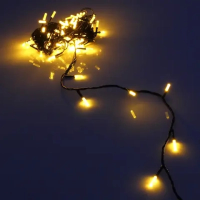 Гирлянда для дома «Кристаллы» 9,5 м 100 ламп LED черный пров., 8 реж.,IP-40, Жёлтый (возможность соединения)