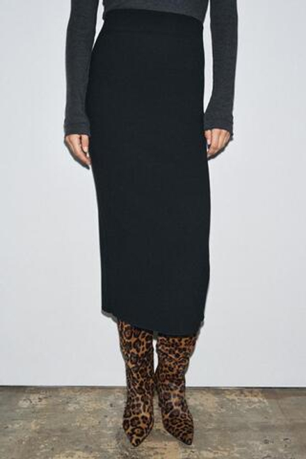 ZARA ЮБКА-КАРАНДАШ С РАЗРЕЗОМ — ZW COLLECTION, ЧЕРНЫЙ