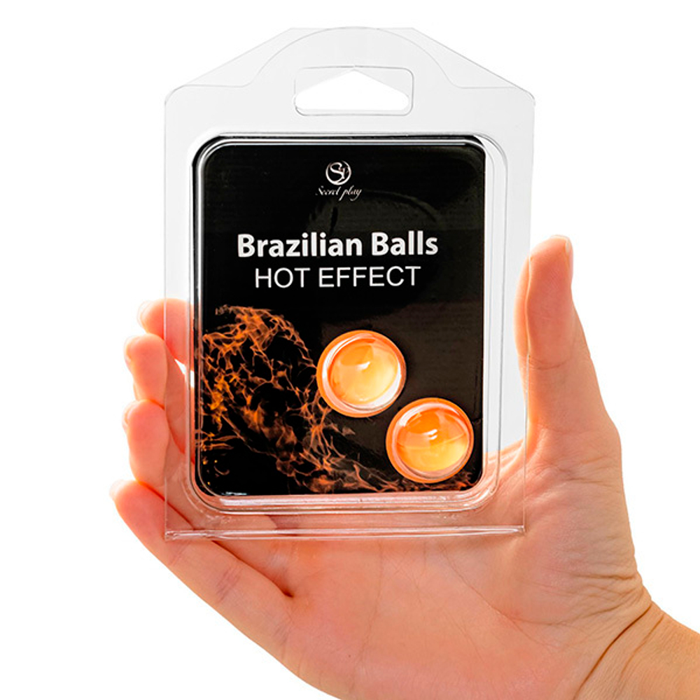 Набор из 2 шариков с массажным маслом с разогревающим эффектом Secret Play Brazilian Balls