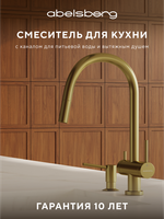 Смеситель для кухни Abelsberg Aera EMF71709BG c вытяжным изливом и возможностью подключения фильтра для воды, цвет королевское золото, PVD покрытие