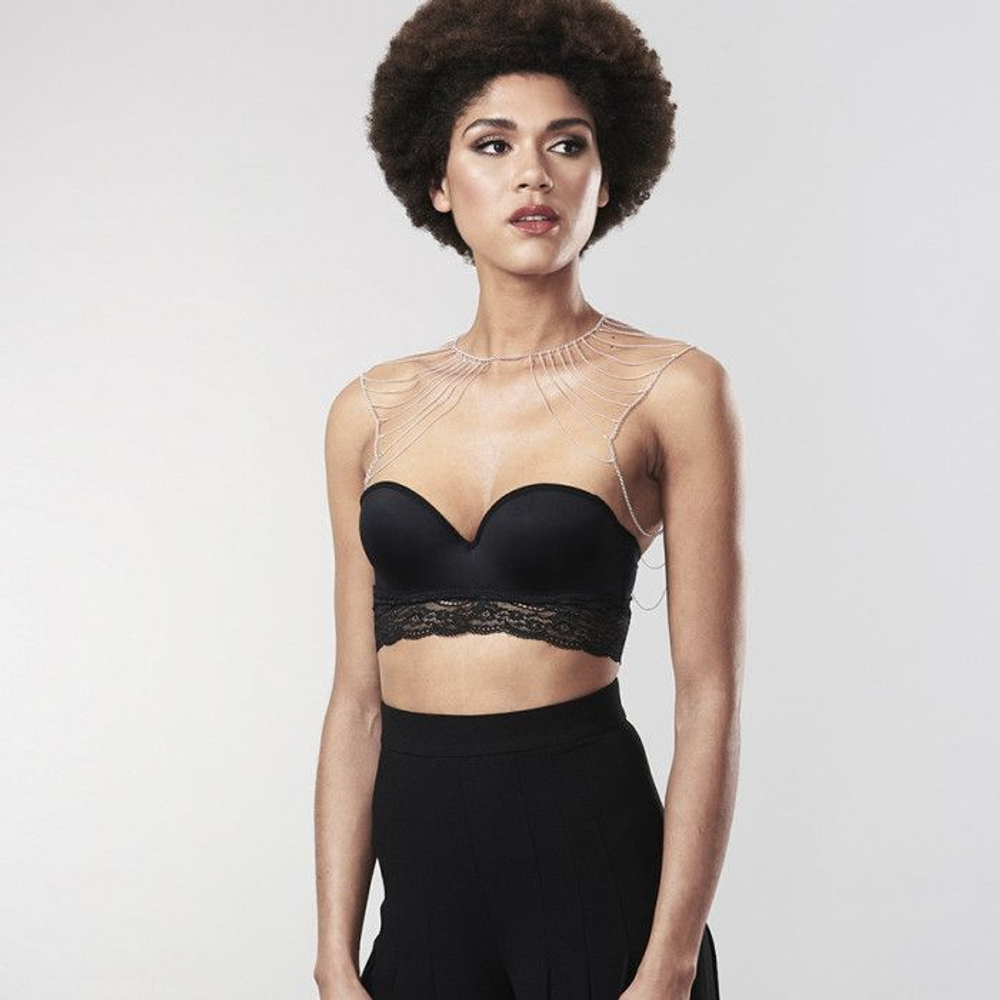 Серебристое украшение на плечи Magnifique Metallic Chain Shoulders & Back Jewelry (Цвет: серебристый)