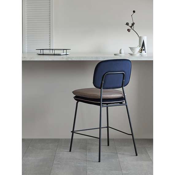 Стул полубарный pea, велюр, темно-синий/бежевый